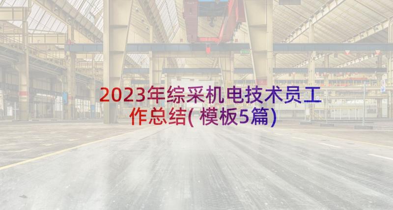 2023年综采机电技术员工作总结(模板5篇)