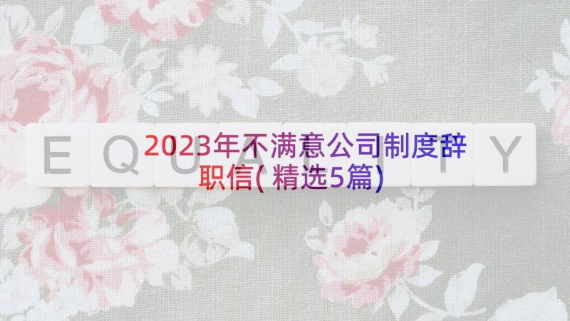 2023年不满意公司制度辞职信(精选5篇)