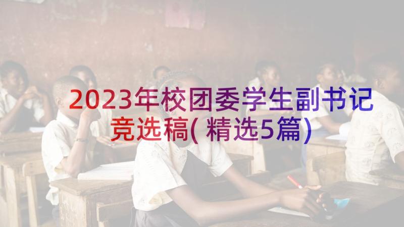 2023年校团委学生副书记竞选稿(精选5篇)