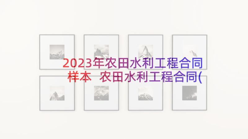 2023年农田水利工程合同样本 农田水利工程合同(优质5篇)