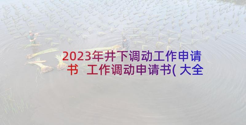 2023年井下调动工作申请书 工作调动申请书(大全8篇)