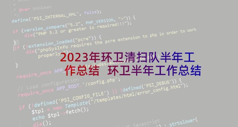 2023年环卫清扫队半年工作总结 环卫半年工作总结(模板10篇)