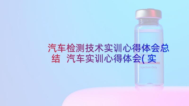 汽车检测技术实训心得体会总结 汽车实训心得体会(实用9篇)