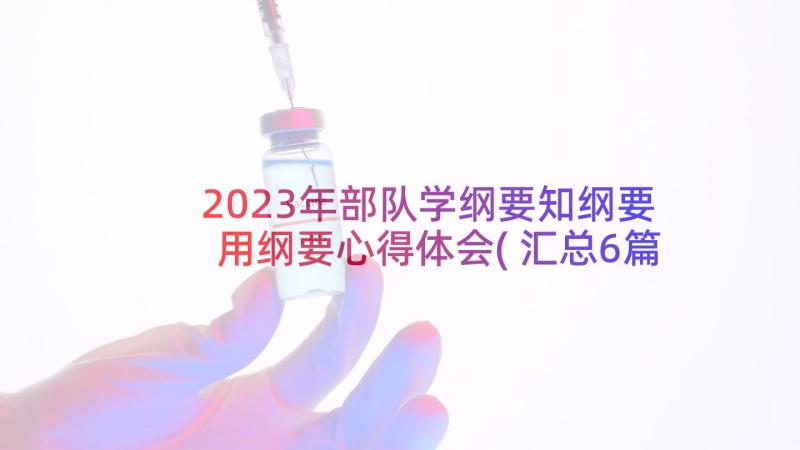 2023年部队学纲要知纲要用纲要心得体会(汇总6篇)