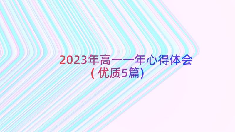 2023年高一一年心得体会(优质5篇)