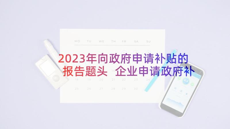 2023年向政府申请补贴的报告题头 企业申请政府补贴的报告(模板5篇)