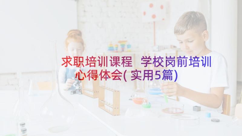 求职培训课程 学校岗前培训心得体会(实用5篇)