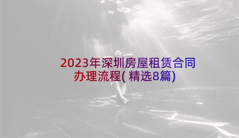 2023年深圳房屋租赁合同办理流程(精选8篇)