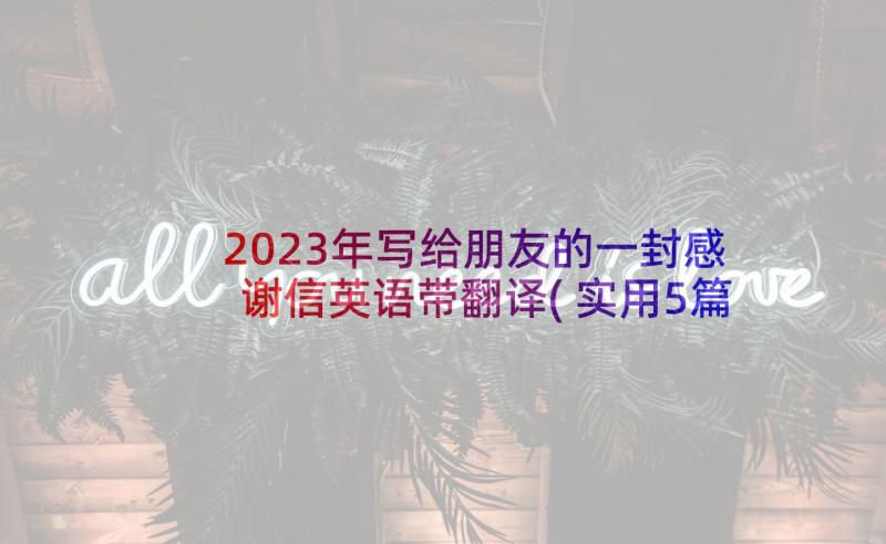 2023年写给朋友的一封感谢信英语带翻译(实用5篇)