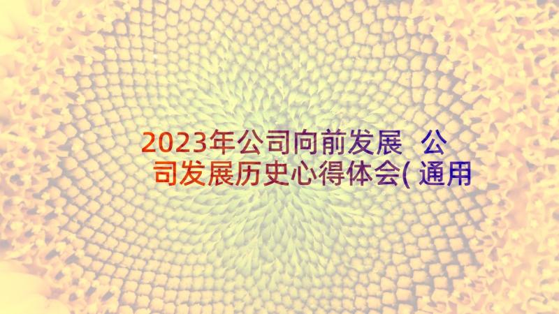 2023年公司向前发展 公司发展历史心得体会(通用10篇)