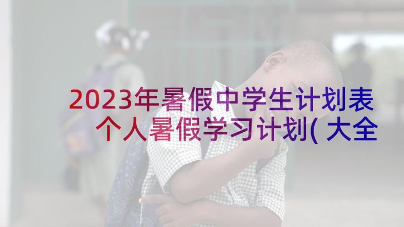 2023年暑假中学生计划表 个人暑假学习计划(大全9篇)