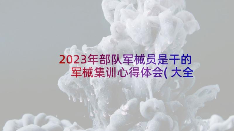 2023年部队军械员是干的 军械集训心得体会(大全5篇)