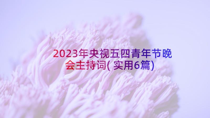 2023年央视五四青年节晚会主持词(实用6篇)