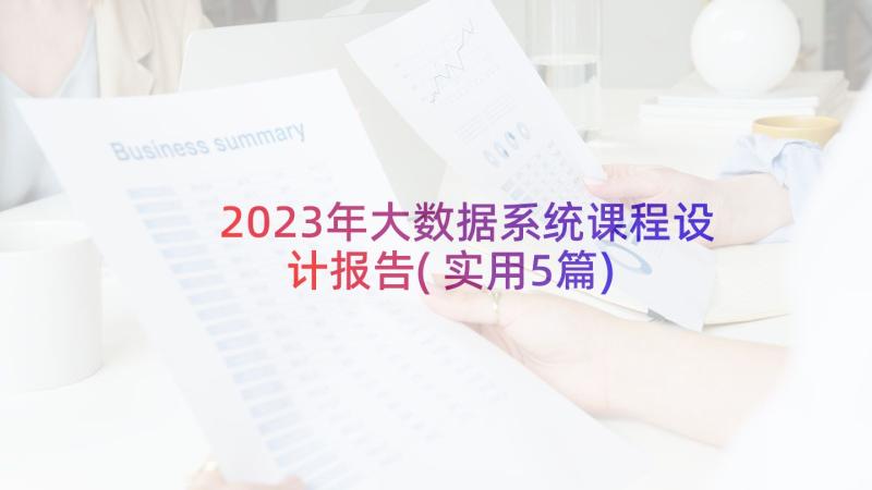 2023年大数据系统课程设计报告(实用5篇)