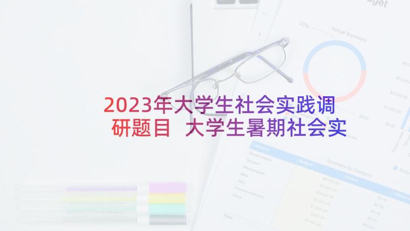 2023年大学生社会实践调研题目 大学生暑期社会实践调研报告(大全5篇)