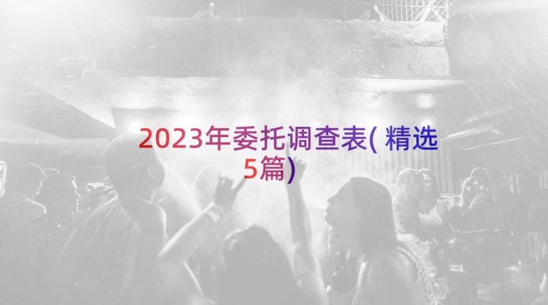 2023年委托调查表(精选5篇)