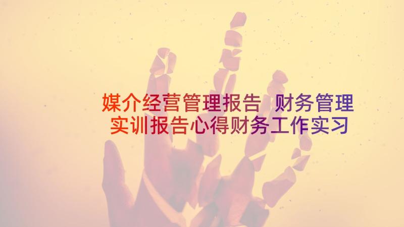 媒介经营管理报告 财务管理实训报告心得财务工作实习体会(通用5篇)