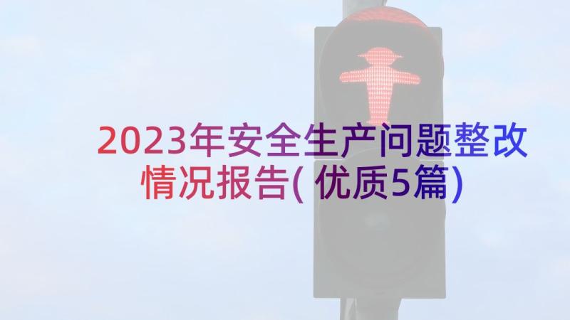 2023年安全生产问题整改情况报告(优质5篇)