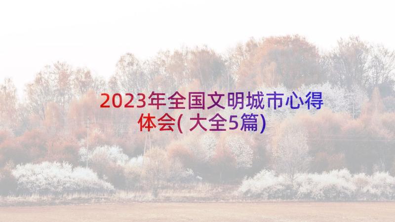 2023年全国文明城市心得体会(大全5篇)