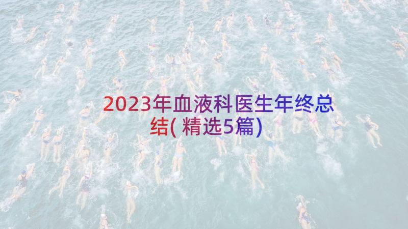 2023年血液科医生年终总结(精选5篇)
