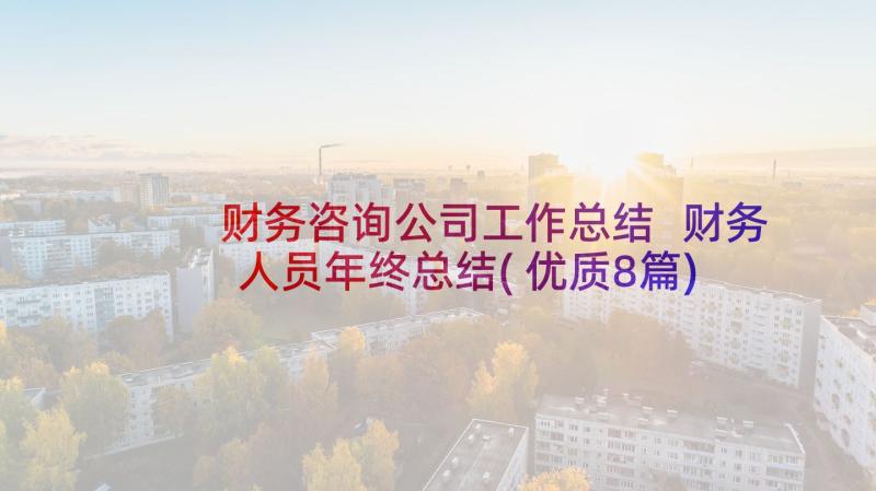 财务咨询公司工作总结 财务人员年终总结(优质8篇)