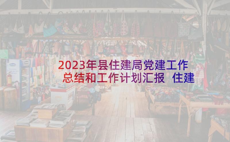 2023年县住建局党建工作总结和工作计划汇报 住建局工作总结工作计划(模板5篇)