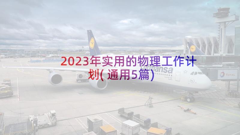 2023年实用的物理工作计划(通用5篇)