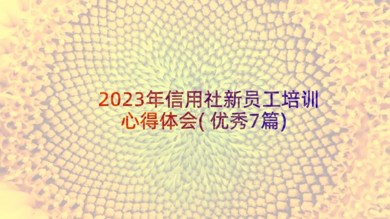 2023年信用社新员工培训心得体会(优秀7篇)