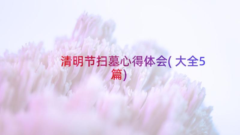 清明节扫墓心得体会(大全5篇)