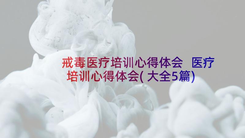 戒毒医疗培训心得体会 医疗培训心得体会(大全5篇)