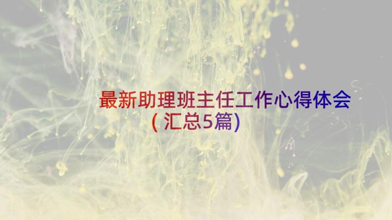 最新助理班主任工作心得体会(汇总5篇)