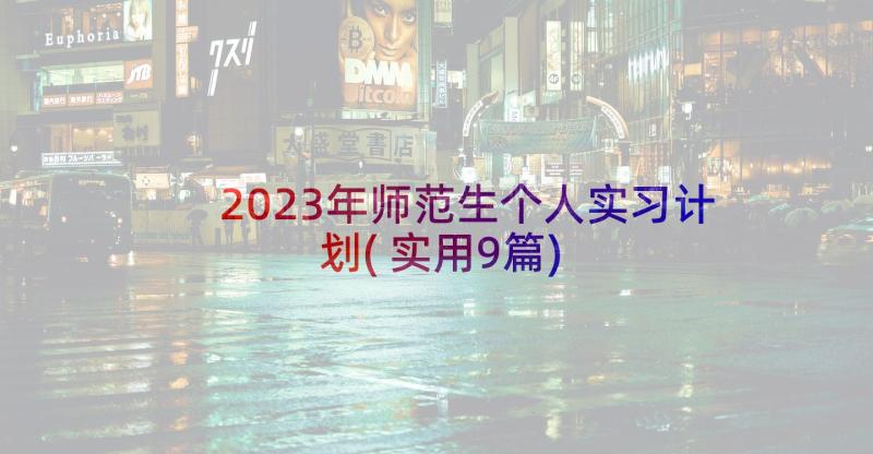 2023年师范生个人实习计划(实用9篇)