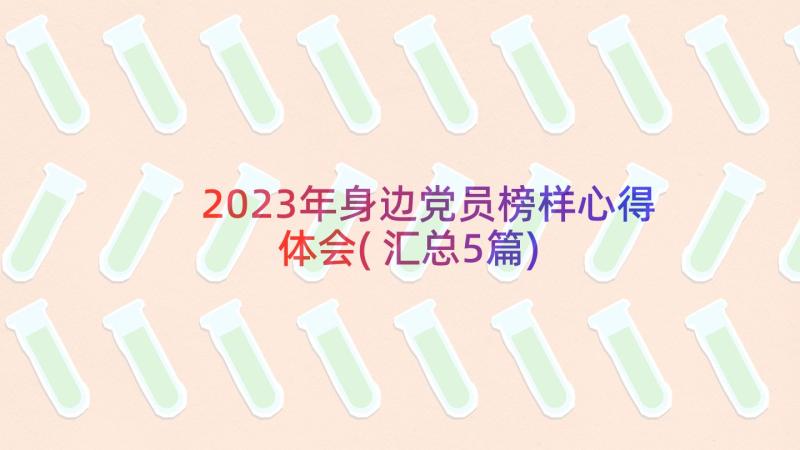 2023年身边党员榜样心得体会(汇总5篇)