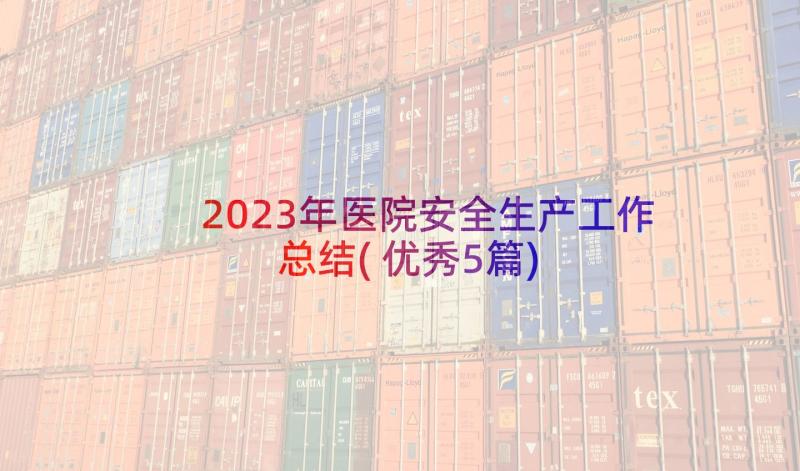 2023年医院安全生产工作总结(优秀5篇)