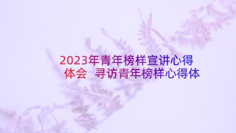 2023年青年榜样宣讲心得体会 寻访青年榜样心得体会(优秀5篇)