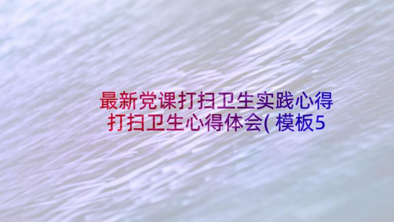 最新党课打扫卫生实践心得 打扫卫生心得体会(模板5篇)