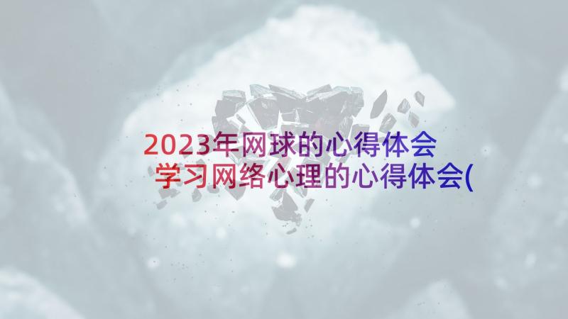 2023年网球的心得体会 学习网络心理的心得体会(优质7篇)