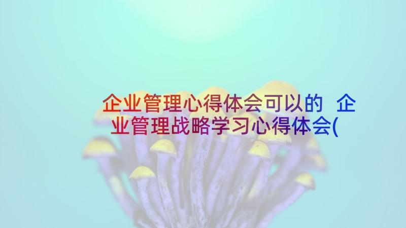 企业管理心得体会可以的 企业管理战略学习心得体会(通用10篇)