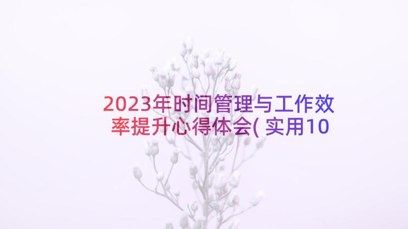 2023年时间管理与工作效率提升心得体会(实用10篇)