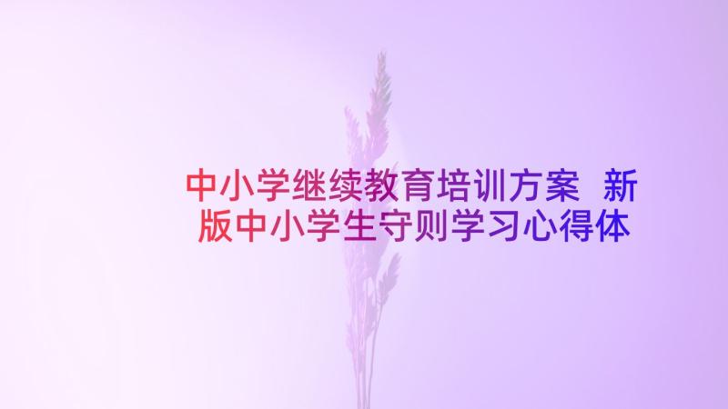 中小学继续教育培训方案 新版中小学生守则学习心得体会(大全5篇)