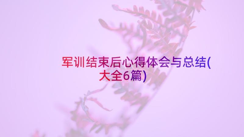 军训结束后心得体会与总结(大全6篇)