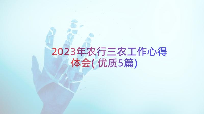 2023年农行三农工作心得体会(优质5篇)