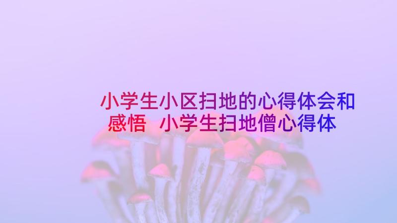 小学生小区扫地的心得体会和感悟 小学生扫地僧心得体会(大全5篇)