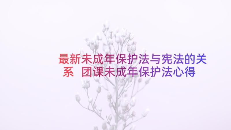 最新未成年保护法与宪法的关系 团课未成年保护法心得体会(实用8篇)