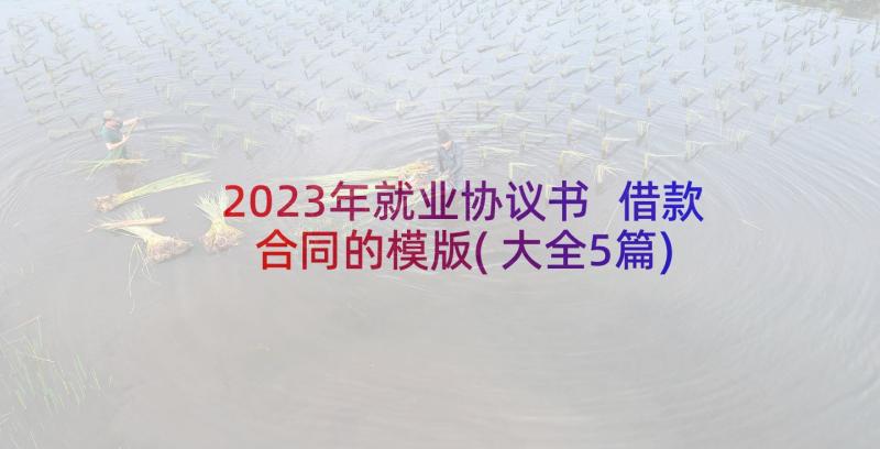 2023年就业协议书 借款合同的模版(大全5篇)