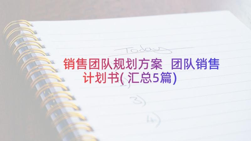 销售团队规划方案 团队销售计划书(汇总5篇)