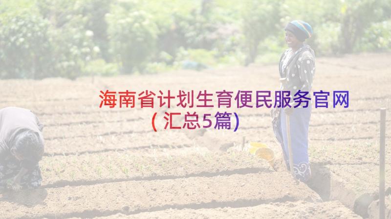 海南省计划生育便民服务官网(汇总5篇)