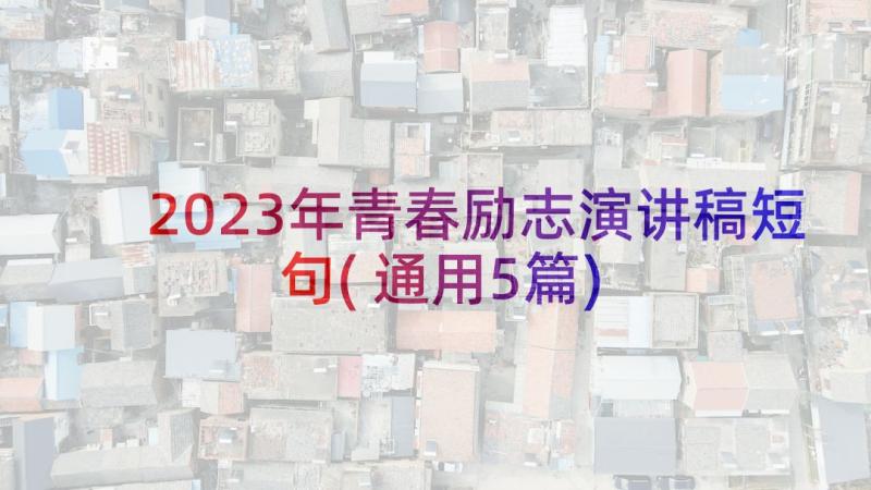 2023年青春励志演讲稿短句(通用5篇)