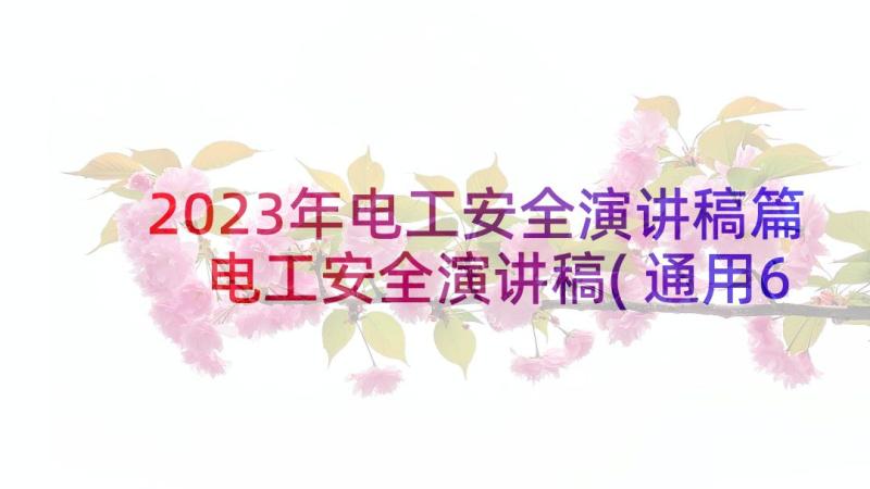 2023年电工安全演讲稿篇 电工安全演讲稿(通用6篇)