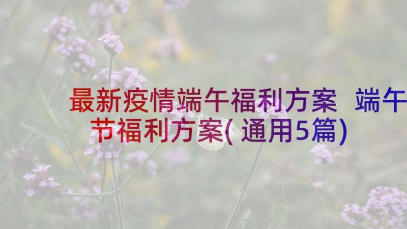 最新疫情端午福利方案 端午节福利方案(通用5篇)